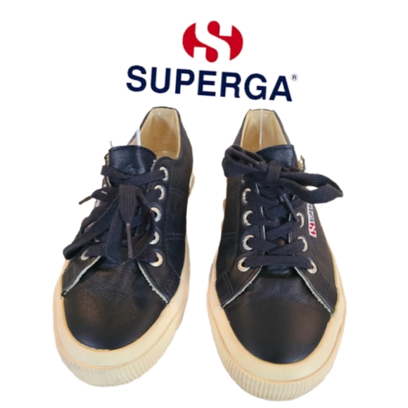 superga black leather sneakers